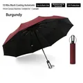 Automatic wine red folding umbrella with 105cm diameter for sun and rain - Large 10-Rib Automatic Style / Burgundy