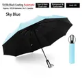 Sky blue automatic folding umbrella with a large 105cm canopy diameter, fits 1-2 people. - Large 10-Rib Automatic Style / Light Blue