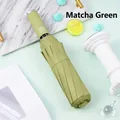 Premium automatic folding sun and rain umbrella in elegant matcha green colorway - Large 10-Rib Automatic Black Glue Umbrella / Matcha Green