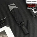 Automatic black folding umbrella with reflective safety strip and 105cm canopy diameter - Reflective Umbrella Series / Inverted 8-Rib Enlarged Fully Automatic / Black
