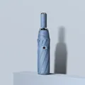 Sleek automatic folding umbrella in light blue finish standing on modern pedestal - Automatic Q Series (10-Rib Enlarged) / 105cm / Smoky Blue