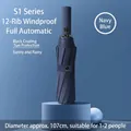 Navy blue automatic windproof folding umbrella with 12 ribs and UV protection coating - S Series-12 Ribs-Navy Blue