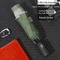 Automatic reverse umbrella 105cm in forest green with reflective edge and 8 ribs. - Reflective Umbrella Series / Inverted 8-Rib Enlarged Fully Automatic / Forest Green