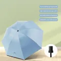 Light blue folding sun and rain umbrella with UV protection and manual black handle - Manual 8 Ribs Standard Style / Diameter 96CM / Light Blue
