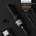 Automatic 12-rib folding umbrella in black with reflective safety edge for sun and rain - 12-Rib Reflective Style / Diameter 105cm / Black