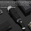 Classic black automatic folding umbrella with LED light and reflective strip canopy - Reflective Umbrella Series / Flagship LED 10-Rib Large Automatic / Inverted Black Glue Sun & Rain Umbrella / Black