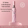 Fully automatic 12-rib folding umbrella with black sun protection coating in light pink finish - S Series-12 Ribs-Light Pink
