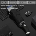 Premium business blue automatic reverse reflective umbrella with built-in LED light handle - Reflective Umbrella Series / Flagship LED 10-Rib Large Automatic / Inverted Black Glue Sun & Rain Umbrella / Navy Blue