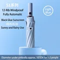 Premium light blue automatic folding umbrella with 12 ribs and black UV coating - S Series-12 Ribs-Light Blue