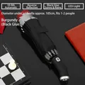 Large automatic folding umbrella with wine red interior reflective edge and LED handle - Reflective Umbrella Series / Flagship LED 10-Rib Large Automatic / Inverted Black Glue Sun & Rain Umbrella / Burgundy