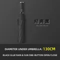 Large automatic folding umbrella in classic black with 130cm diameter for sun and rain - X Series (Extra Large 10 Ribs) / Diameter Under Umbrella 130cm / Black