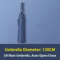 Fully automatic navy blue umbrella with large 130cm diameter and black glue coating - X Series (Extra Large 10 Ribs) / Diameter Under Umbrella 130cm / Navy Blue