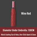 Large automatic folding wine red umbrella with 130cm diameter and black glue UV coating - X Series (Extra Large 10 Ribs) / Diameter Under Umbrella 130cm / Burgundy