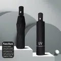 Premium automatic folding umbrella in piano black for sun and rain protection with 98cm cover - Automatic 8-Rib Standard Style / Black