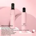 Automatic folding pink sun and rain umbrella with UV protection and windproof frame - Automatic Style / 8 Ribs / Light Pink