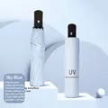 Premium automatic light blue folding umbrella for sun and rain with UV protection coating - Automatic Style / 8 Ribs / Light Blue
