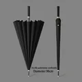 Sleek black 16-rib automatic long-handle umbrella with 98cm under-canopy diameter - 16 Ribs Automatic / Small (98cm Diameter) / Black