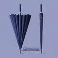 Modern 16-rib automatic long-handle windproof umbrella in elegant navy blue finish - 16 Ribs Automatic / Small (98cm Diameter) / Navy Blue
