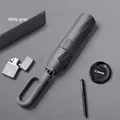 Durable automatic folding umbrella in misty grey featuring a unique carabiner handle design - Automatic Sun & Rain Umbrella / Carabiner 20-Rib - Misty Gray