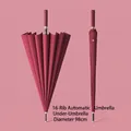 Elegant maroon 16-rib automatic long-handle umbrella with a 98cm diameter canopy - 16 Ribs Automatic / Small (98cm Diameter) / Burgundy