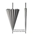 Professioneller grauer 16-Speichen-Automatik-Langgriffschirm, 98 cm Durchmesser - 16 Rippen Automatisch / Klein (98cm Durchmesser) / Grau