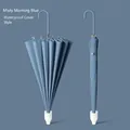 Elegant misty blue long-handle umbrella with a built-in waterproof sleeve cover - Japanese Style Automatic with Waterproof Sleeve / 60cm x 16K / Mist Green