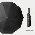 Professional oversized automatic folding windproof umbrella in classic black color - Automatic] M series] plus 10 bones-classic Black / Vinyl rain-folding umbrella series