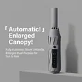 Minimalist gray automatic folding umbrella with reinforced large canopy for sun and rain - Enlarged 10 Ribs / Mist Grey