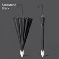 Premium sandstone black long-handle umbrella with integrated waterproof sleeve design - Japanese Style Automatic with Waterproof Sleeve / 60cm x 16K / Sandstone Black