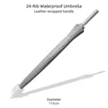 Grey 24-rib long-handle umbrella with waterproof sleeve and leather handle, 115cm - Automatic 24 Ribs with Waterproof Sleeve / Gray