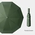 Premium forest green automatic folding umbrella with oversized canopy for sun and rain - Automatic] M series] increase 10 bones-Forest Green / Vinyl rain-folding umbrella series