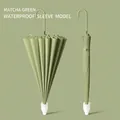 Long handle umbrella in matcha green with a waterproof storage cover. - Japanese Style Automatic with Waterproof Sleeve / 60cm x 16K / Matcha Green