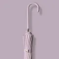 Elegant lavender 16-rib long handle automatic umbrella with stitched leather handle - 16-Rib Automatic Long Umbrella / Japanese Standard Style / Taro Purple