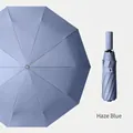 Automatic folding windproof umbrella in stylish haze blue, large size for sun and rain protection - Automatic] M series] increase 10 bones-haze Blue / Vinyl rain-folding umbrella series