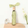 Compact avocado green folding umbrella with wooden handle and bow decoration for sun protection - Japanese] Folding Wooden Handle-Matcha Green / Sun protection folding umbrella series