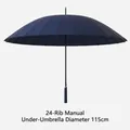 Marineblauer windfester 24-Speichen-Regenschirm mit 115 cm großem Durchmesser - 24-Speichen Manuell-Stil / Groß (115cm Durchmesser) / Marineblau