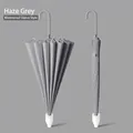 Mist grey long handle umbrella with a built-in waterproof drip protection sleeve - Japanese Style Automatic with Waterproof Sleeve / 60cm x 16K / Mist Grey