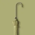 Elegant olive green automatic long-handle umbrella featuring curved leather handle - 16-Rib Automatic Long Umbrella / Japanese Standard Style / Matcha Green