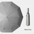 Compact automatic folding umbrella in mist gray, windproof and sun protective gear - Automatic] M series] increase 10 bones-fog gray / Vinyl rain-folding umbrella series