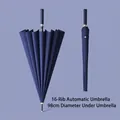 Deep blue automatic long handle umbrella with 16 ribs and 98cm diameter canopy size - Automatic 16 Ribs Small / Navy Blue