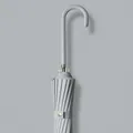 Elegant 16-rib grey automatic long handle umbrella with premium leather curved grip - 16-Rib Automatic Long Umbrella / Japanese Standard Style / Mist Grey