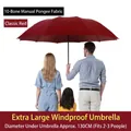 Oversized classic red wind-resistant umbrella with 130cm diameter for 2-3 people - 10-Rib Manual Extra Large / Diameter Approx. 130cm (Suitable for 2-3 People) / Burgundy