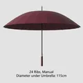 Langlebiger weinroter Regenschirm mit 24 Rippen und 115 cm Durchmesser, manuelle Bedienung - 24-Speichen Manuell-Stil / Groß (115cm Durchmesser) / Burgunderrot