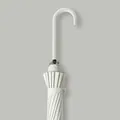 Elegante ombrello automatico bianco a manico lungo con impugnatura curva in pelle - Ombrello Lungo Automatico 16 Stecche / Stile Standard Giapponese / Bianco avorio