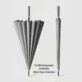 Premium 16-rib automatic long handle straight umbrella in elegant grey minimalist finish - Automatic 16 Ribs Small / Gray