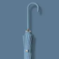 Elegante ombrello dritto azzurro a 16 stecche con impugnatura curva cucita - Ombrello Lungo Automatico 16 Stecche / Stile Standard Giapponese / Verde Nebbia
