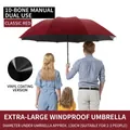 Extra large windproof classic red umbrella with black glue coating suitable for 2-3 people - 10-Rib Manual Extra Large (Vinyl Sun Protection) / Diameter Approx. 130cm (Suitable for 2-3 People) / Burgundy