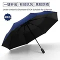 Professional navy blue automatic folding umbrella with black glue UV protection - 8-Rib Automatic (Vinyl Sun Protection) / Diameter Approx. 97cm (Suitable for 1 Person) / Navy Blue