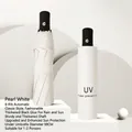 Premium pearl white automatic folding umbrella for sun and rain protection with 98cm diameter - 8-Rib Style / Off White