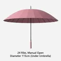 Rosa manueller 24-Speichen-Langgriffschirm mit 115 cm Durchmesser für zwei Personen - 24-Speichen Manuell-Stil / Groß (115cm Durchmesser) / Altrosa